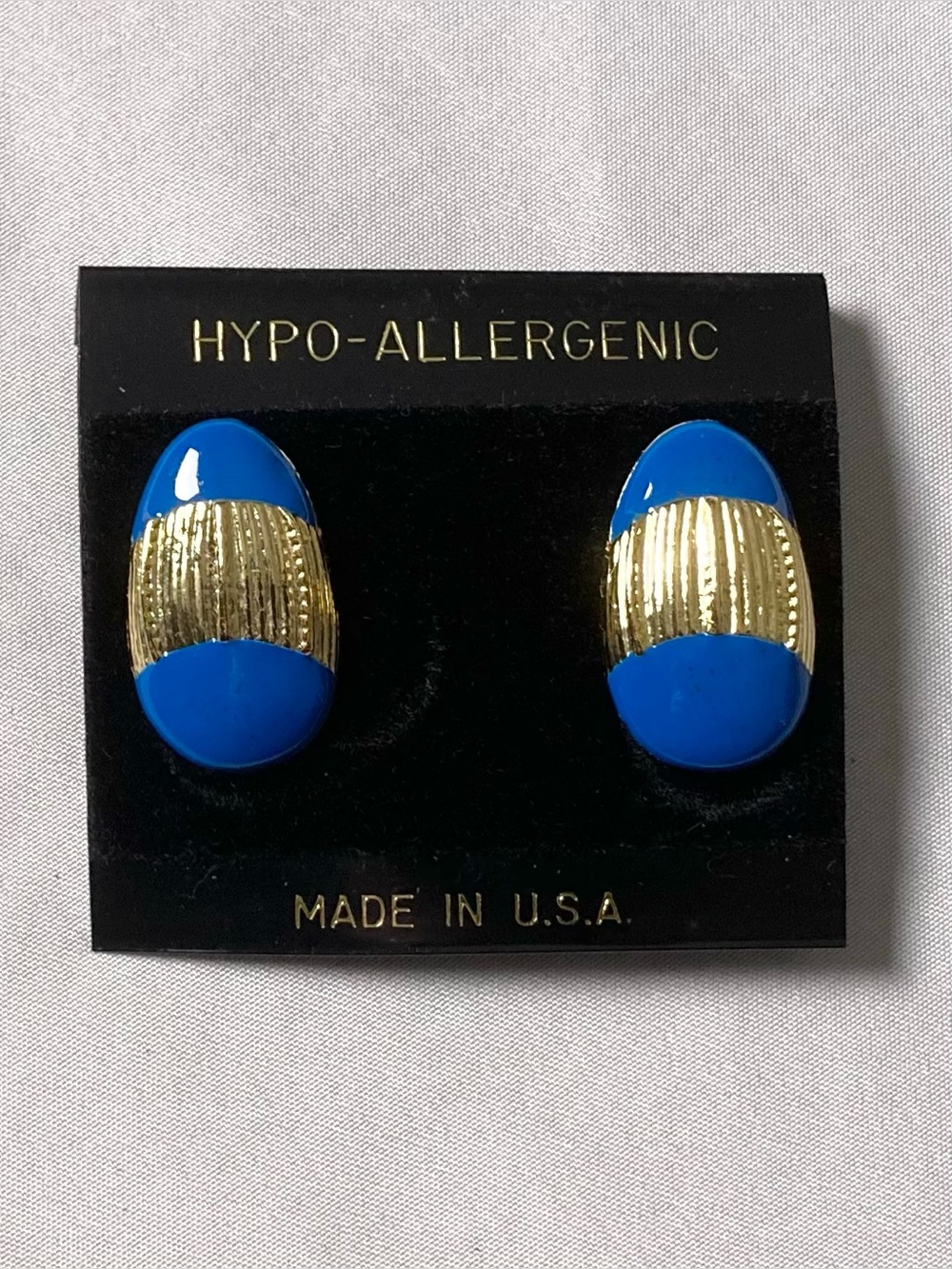 Vintage Gold And Dark Blue Colorblock Stud Earrings